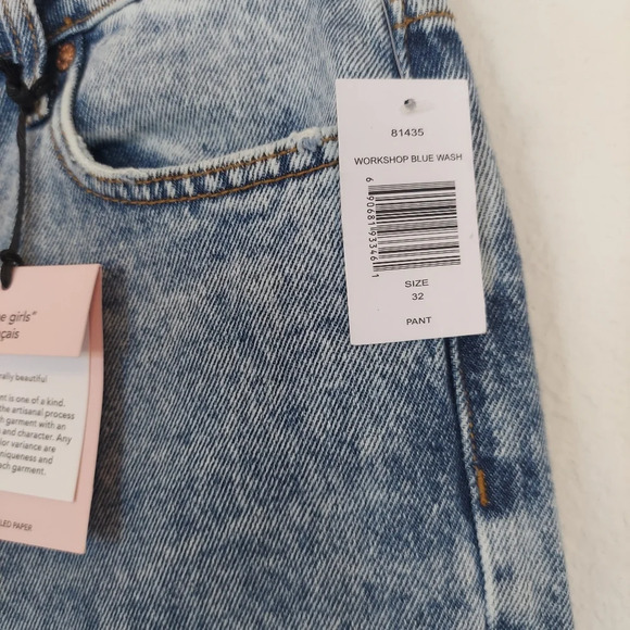 AVEC LES FILLES Workshop Blue Wash High Rise Distressed Jeans Size 32 NWT - Picture 11 of 11